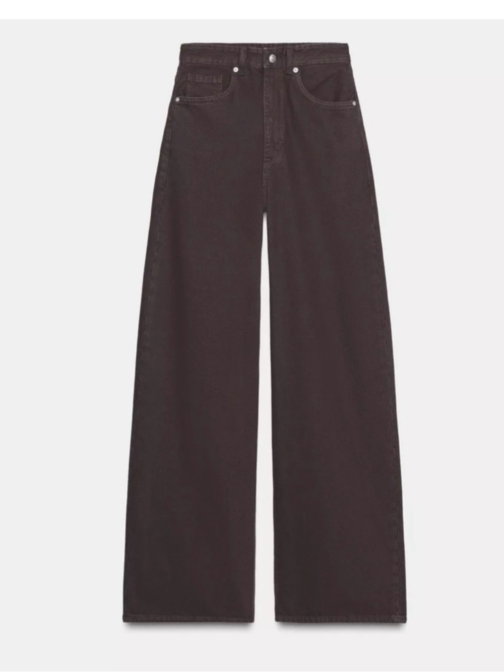 NWT Zara Extra Wide-Leg High-Rise Jeans in Dark Brown